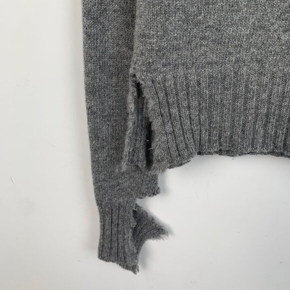 Céline Gray Wool Sweater With Distressed Hem & Sleeves Size S - Picture 4 of 8